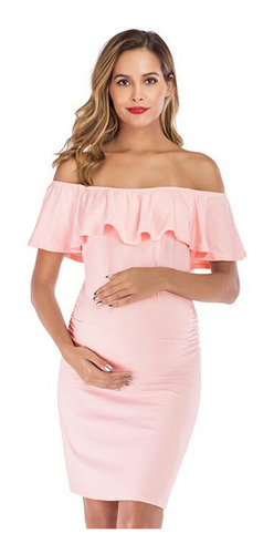 Baby Shower Vestido De Maternidad Con Volantes Y Hombros Des