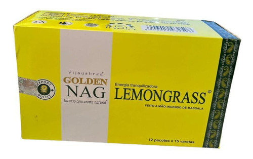 Incenso Golden Nag Lemongrass Massala 1 Cx C/12 Caixinhas