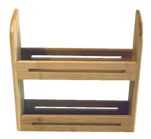 Especiero De Madera Bambú De Mesada O Pared 26x26x5