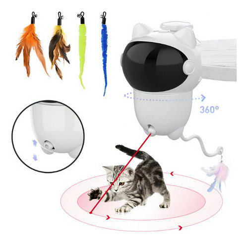 Juguete Recargable Para Gatitos Con Láser Y Plumas Para Gato