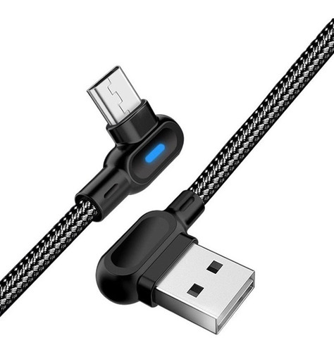 Cable Micro Usb Plug Para iPhone Celulares 1m 90° Grados Led