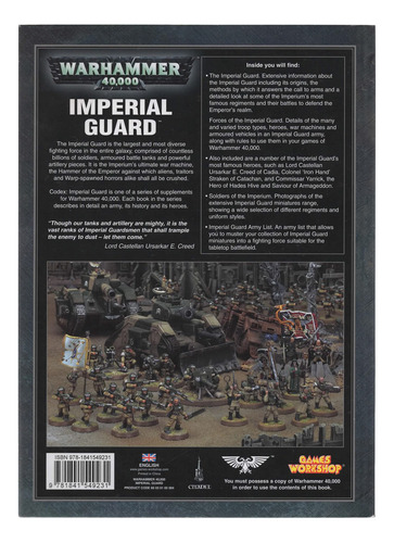 Workshop De Jogos De Livros Warhammer 40.000 Codex: Imperial