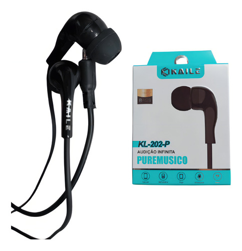 Fone De Ouvido Com Fio 1,15mts Microfone Som Extra Bass Cor Preto