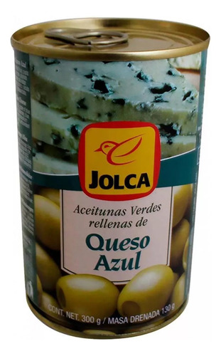 Aceituna Rellena De Queso Azul Jolca Lata 300 Grs