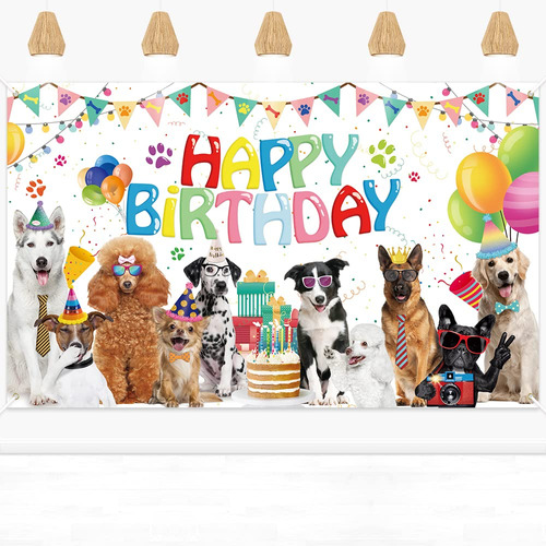 Cartel Fondo Feliz Cumpleaño 71 X 43  Para Perro Cachorro