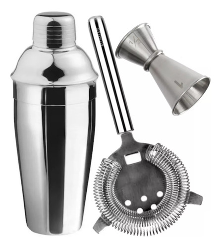 Kit Bartender Barman Completo Coctelera Trago Acero Inox