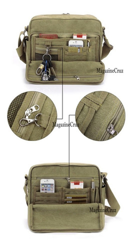 Imagem 2 de 2 de Bolsa Tiracolo Masculina Feminina Lona De Algodão
