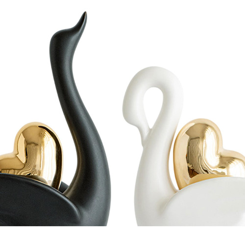 2 Piezas Figuras De Cisne Adorno De Mesa En Y Negro