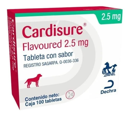 Cardisure 2.5 Mg 100 Tabs C/sabor Divisibles Pimobendan 