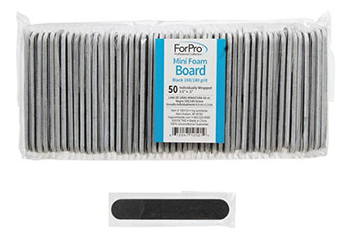 Forpro Black Mini Foam Boards 100/180 Grit, 50 Count.