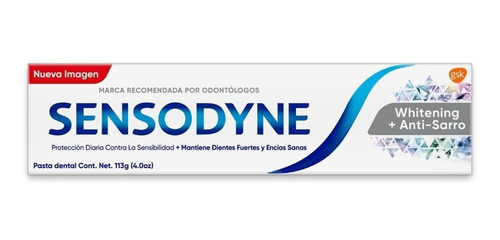 Sensodyne Pasta de Dientes Whitening Anti-Sarro Protección Diária Pasta Dental Para Dientes Sensibles 1 Unidad 113 g