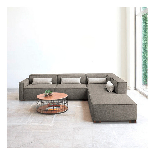 Mueble Sala Carmen Lino Gris Izquierdo 5pzs Sofa Sillon Sala