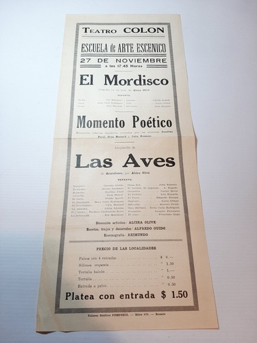 Afiche Original Rosario El Mordisco Teatro Colon Ro 1352