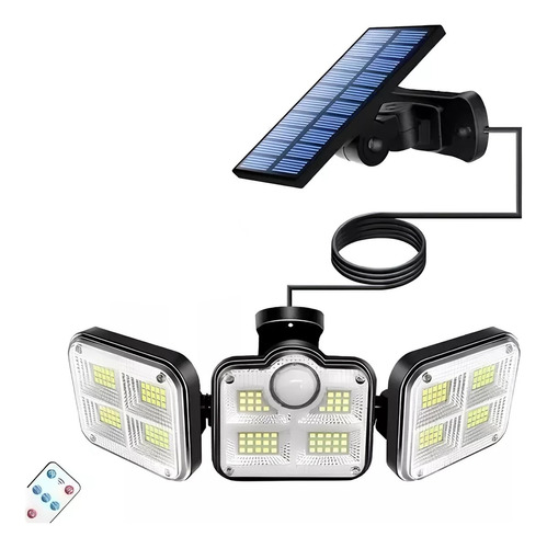 Luz Solar Foco Triple Cabezal Con Sensor De Movimientos