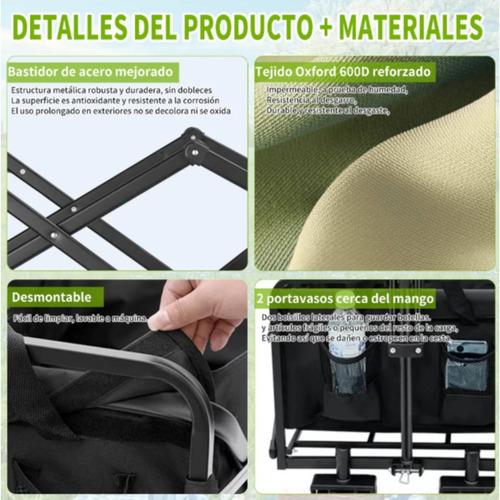 Carrito Vagón Plegable Portátil Multiusos Resistente Cámping