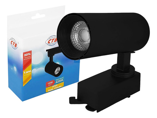 Spot Led Para Trilho Eletrificado Preto 10w Branco Neutro 110v/220v