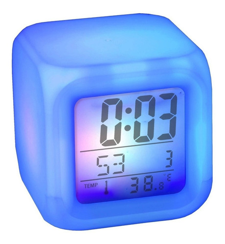 Reloj Despertador Cubo Led Cambia Color Temperatura Fecha