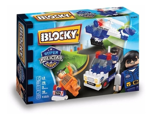 Bloques Blocky Super Policías 70 Piezas Ladrillos