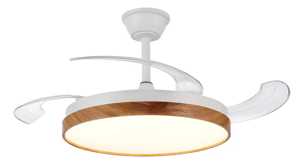 Ventilador Retractil Led De Techo Luz Dinamica Control 6 Vel 46.5 Cm 50 Hz Marrón Transparente Plástico 4