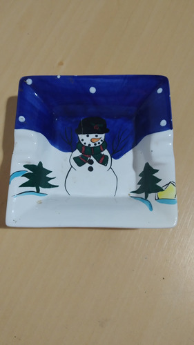 Cenicero Navideño Muñeco De Nieve 12x12 Cms En Oferta 