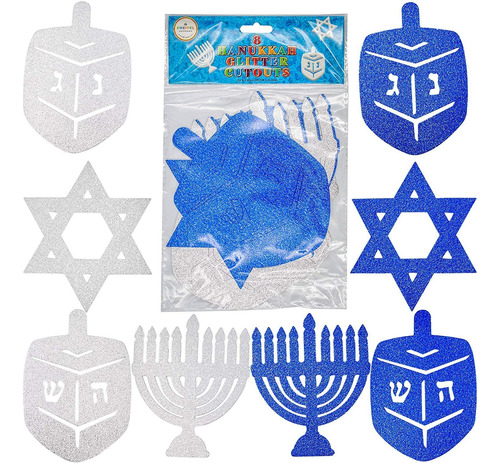 Confeti Navideño - Estrella David Dreidel Azul Plateado 3