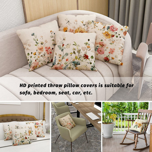 Fundas De Almohada Spring De 18 X 18, Juego De 4 Almohadas F