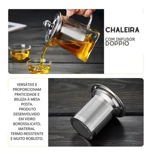 Chaleira Bule Jarra De Vidro Café Chá Mesa 550ml Vai Ao Fogo