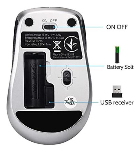 Mouse Inalámbrico 24g Ratón Inalámbrico Sin Ruido 5 Dpi De