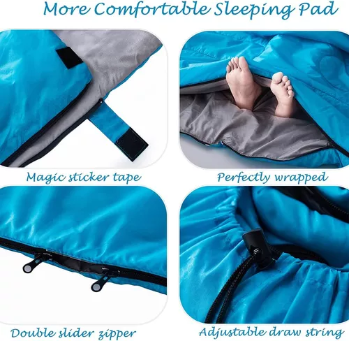 Tuphen Saco de dormir doble, saco de dormir con 2 almohadas, tamaño Queen  XL, para 2 personas, clima frío y cálido, 3 estaciones, saco de dormir