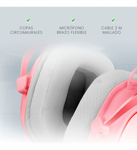 Auriculares Gamer Redragon Zeus X H510-rgb Rosa Con Luz Rgb Rosa