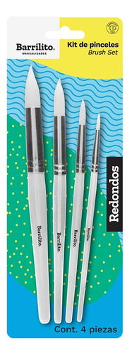 Kit De 4 Pinceles Redondos De Cerdas Blancas Color de las cerdas Blanco