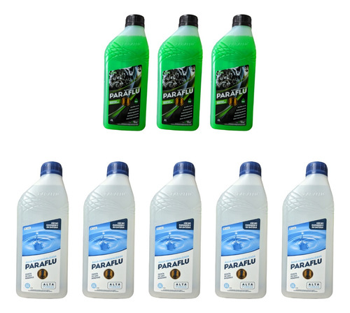 Kit 3 Litros Aditivo Verde Radiador + 5 Agua Desmineralizada