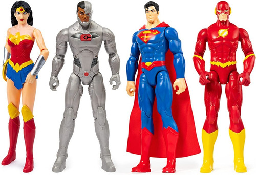 Superman Figura Flash Cyborg Mujer Maravilla 30cm Super Set 