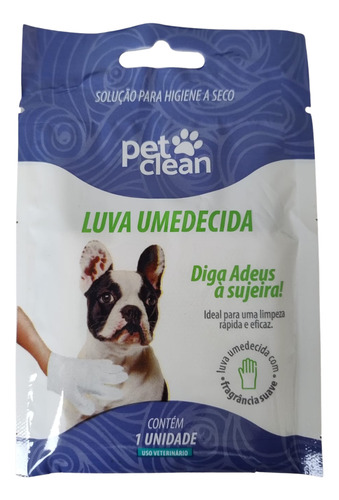 Luva Umedecida Pet Clean Higiene Cães Gatos Roedores Banho