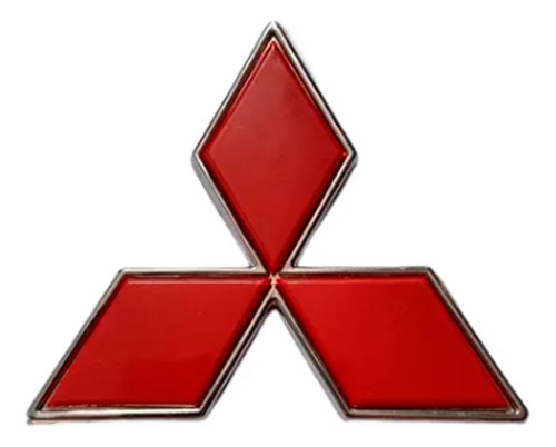 Porta Placa Cromado Con Emblema Mitsubishi Rojo