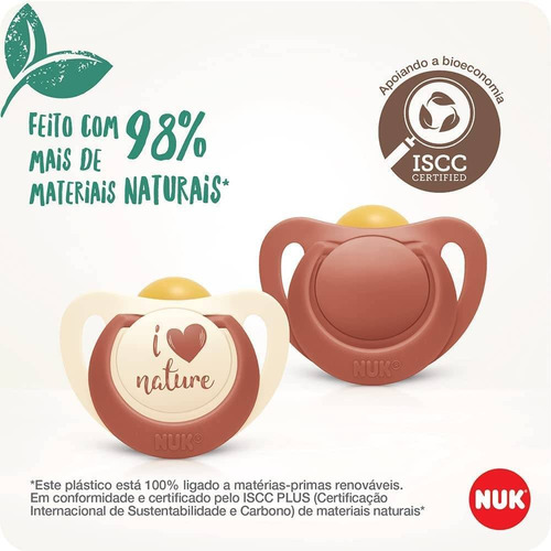 Chupeta Nuk For Nature Bico Latex 0-6 Meses Kit Com 2 Peças
