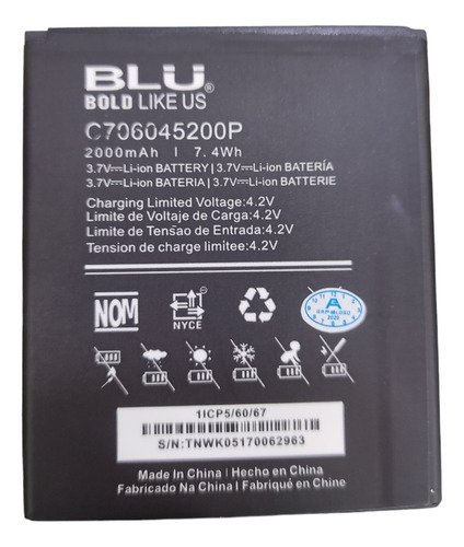 Bateria Blu Studio C5+5 C706045200p D890 D890l 