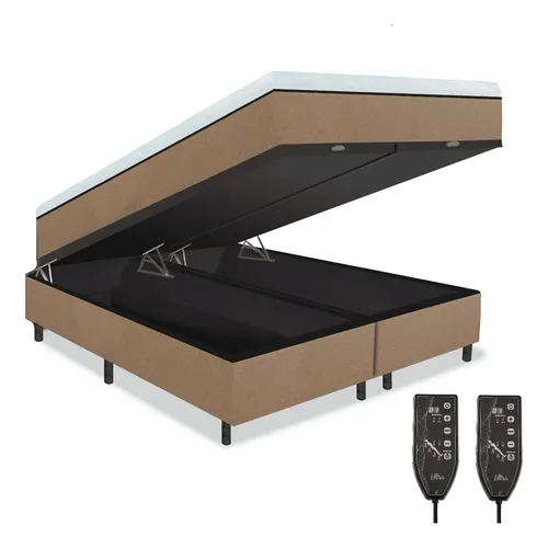 comprar Colchão Magnético King 1,93x2,03 Hr Premium Massageador 2 Controles Energia Bio Quantica Infra Vermelho + Cama Box Bau 