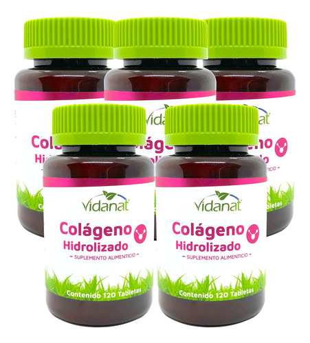 Colágeno Hidrolizado Vidanat 120 Tabletas (5 Frascos)