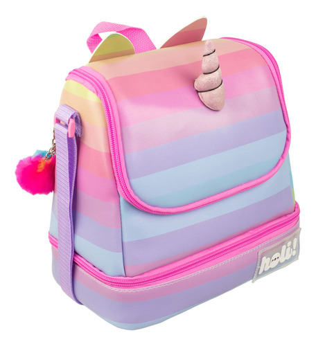 Lonchera Infantil Holi Unicornio Térmica Correa Ajustable Rosa