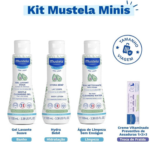 Mustela Kit Viagem E Passeio Cuidado Com Bebê Hipoalérgico