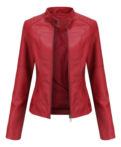 Cazadora Biker Casual De Piel For Mujer