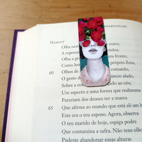 Imagem 2 de 7 de Marcador De Página Magnético Kit 4 Marcadores Cabelos Flores