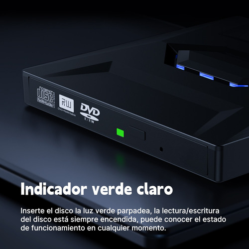 Grabador Dvd/cd Externo Lector Usb Type C Con Sd/tf Puerto