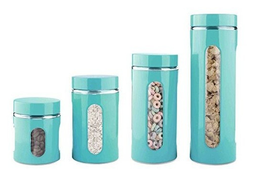 Home Basics 4piece Glass Canister Cylinder Set With Clear Wi