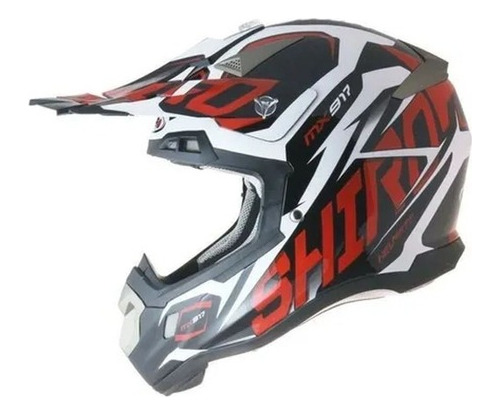 Imagen 2 de 2 de Casco Enduro Shiro Mx 917 Rojo Negro Riccia Motos