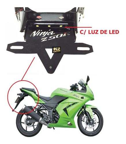 Kawasaki Ninja 250r 09/12 Suporte De Placa Eliminador Rabeta