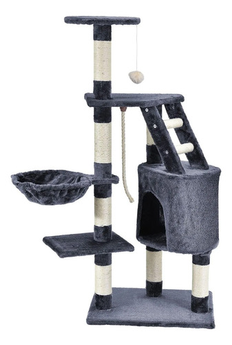 Rascador Casa De Gato Gris Hamaca Doble Soporte Cat402-aj