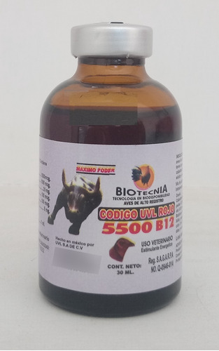 Vitamina Para Gallo 5500 B12 Codigo Rojo Uvl 30ml