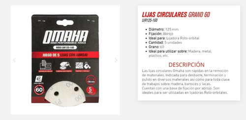 Imagen 3 de 9 de Lijas Para Lijadoras 125mm Roto Orbital 5 Pulgadas C/abrojo
